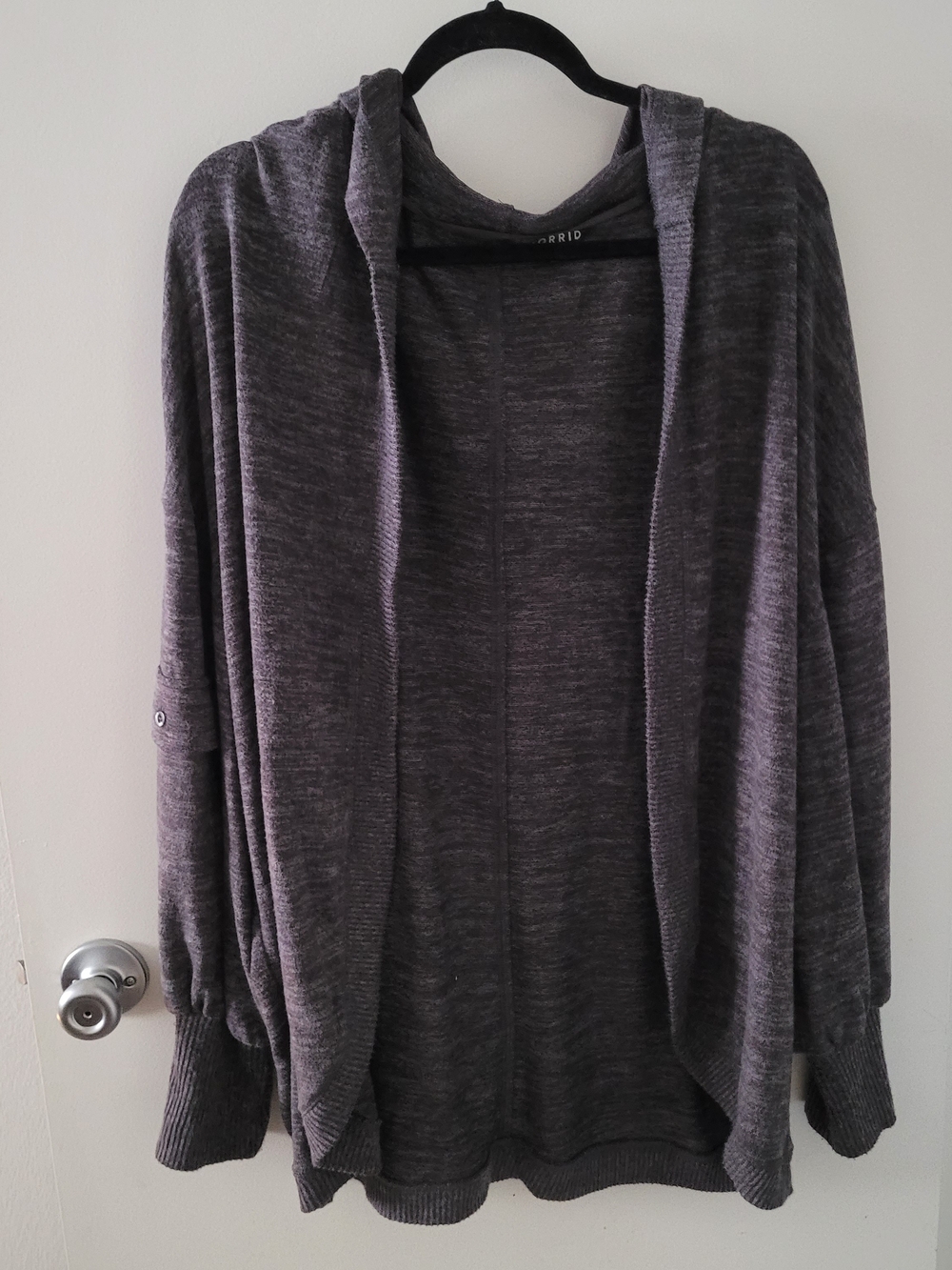 torrid Charcoal Gray Hooded Open-Front Cardigan Sweater